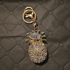 Crystal Pineapple Keychain Bag Charm - Gold